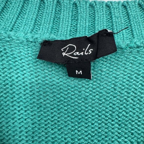 Rails Zoey Multi Flowers Crewneck Sweater Womens Medium M Green Wool Blend Pullo - Picture 4 of 9